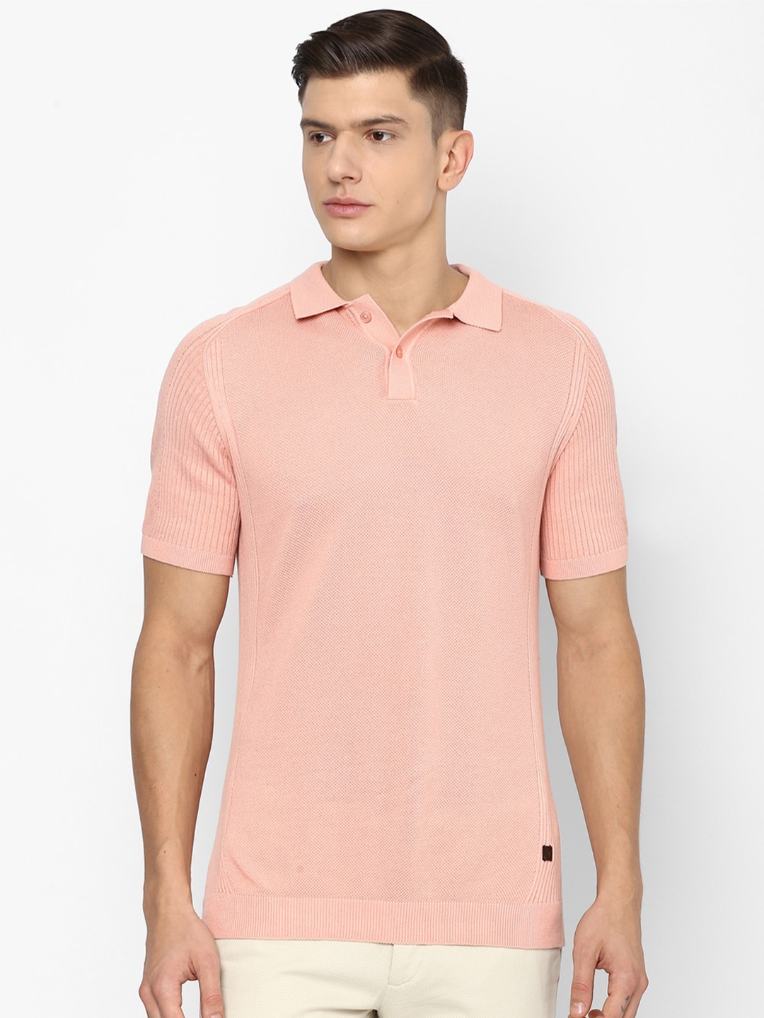 

Louis Philippe Sport Men Peach-coloured Polo Collar T-shirt
