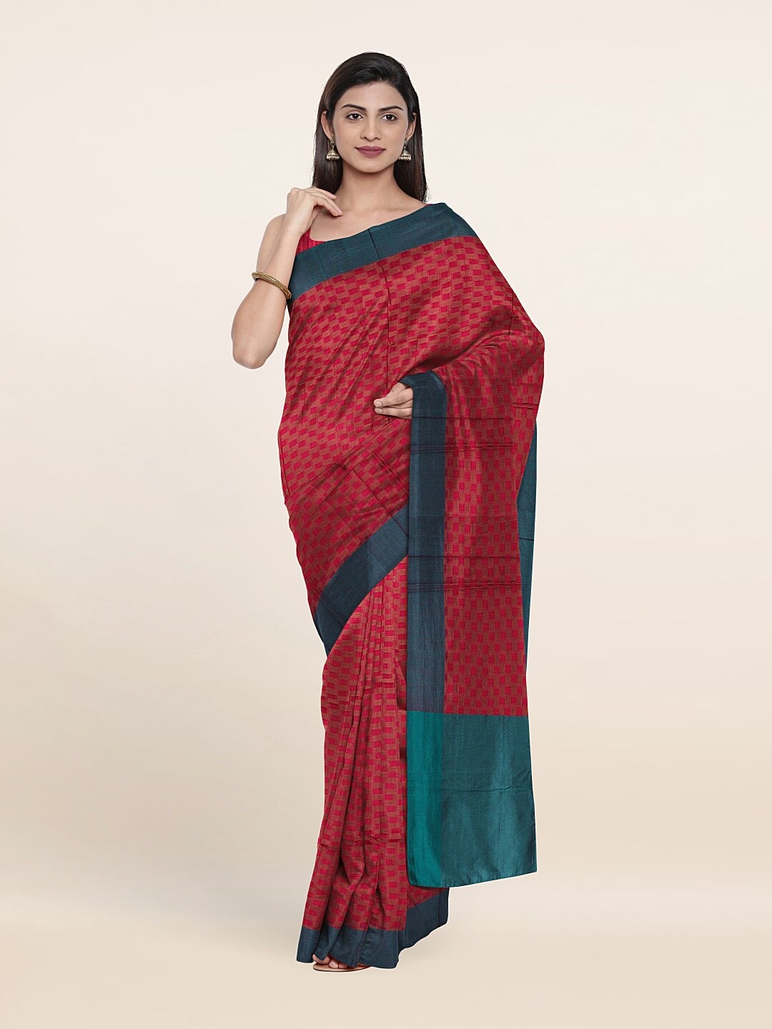 

Pothys Pink & Blue Supernet Saree