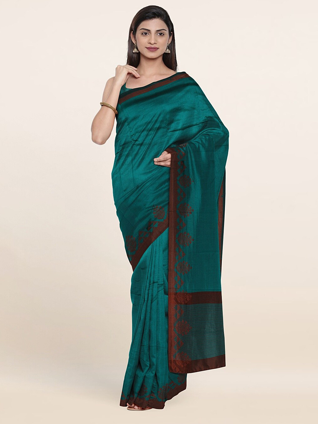 

Pothys Green & Brown Art Silk Saree