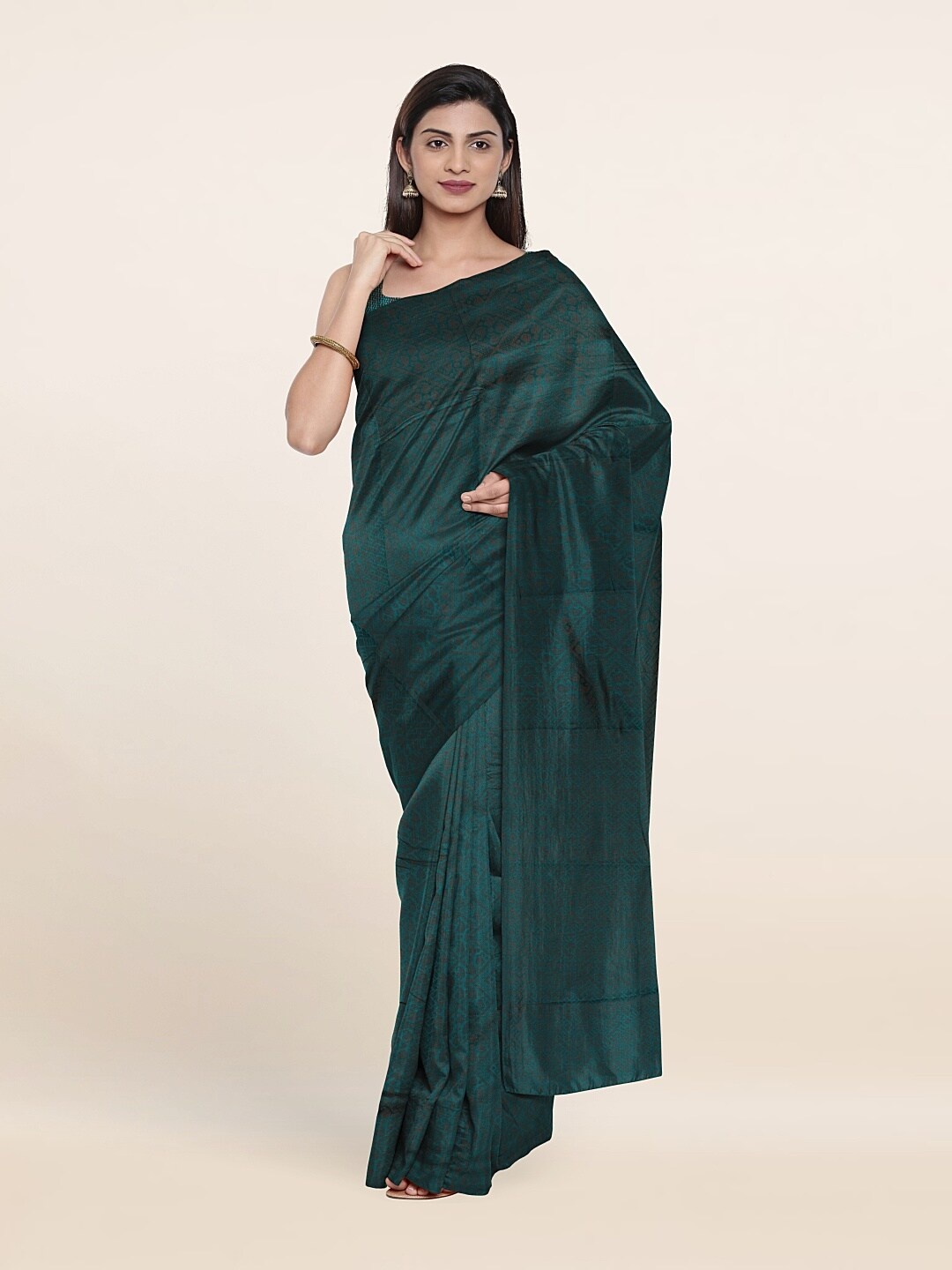 

Pothys Green & Black Woven Design Art Silk Saree
