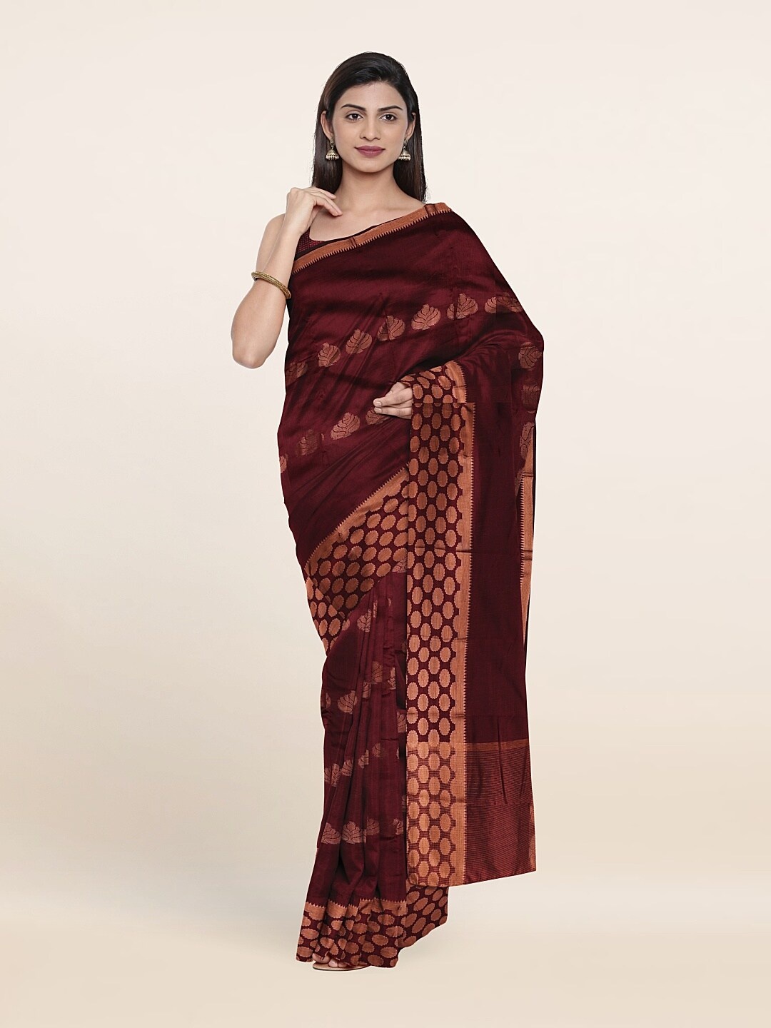 

Pothys Brown & Copper-Toned Woven Design Art Silk Saree