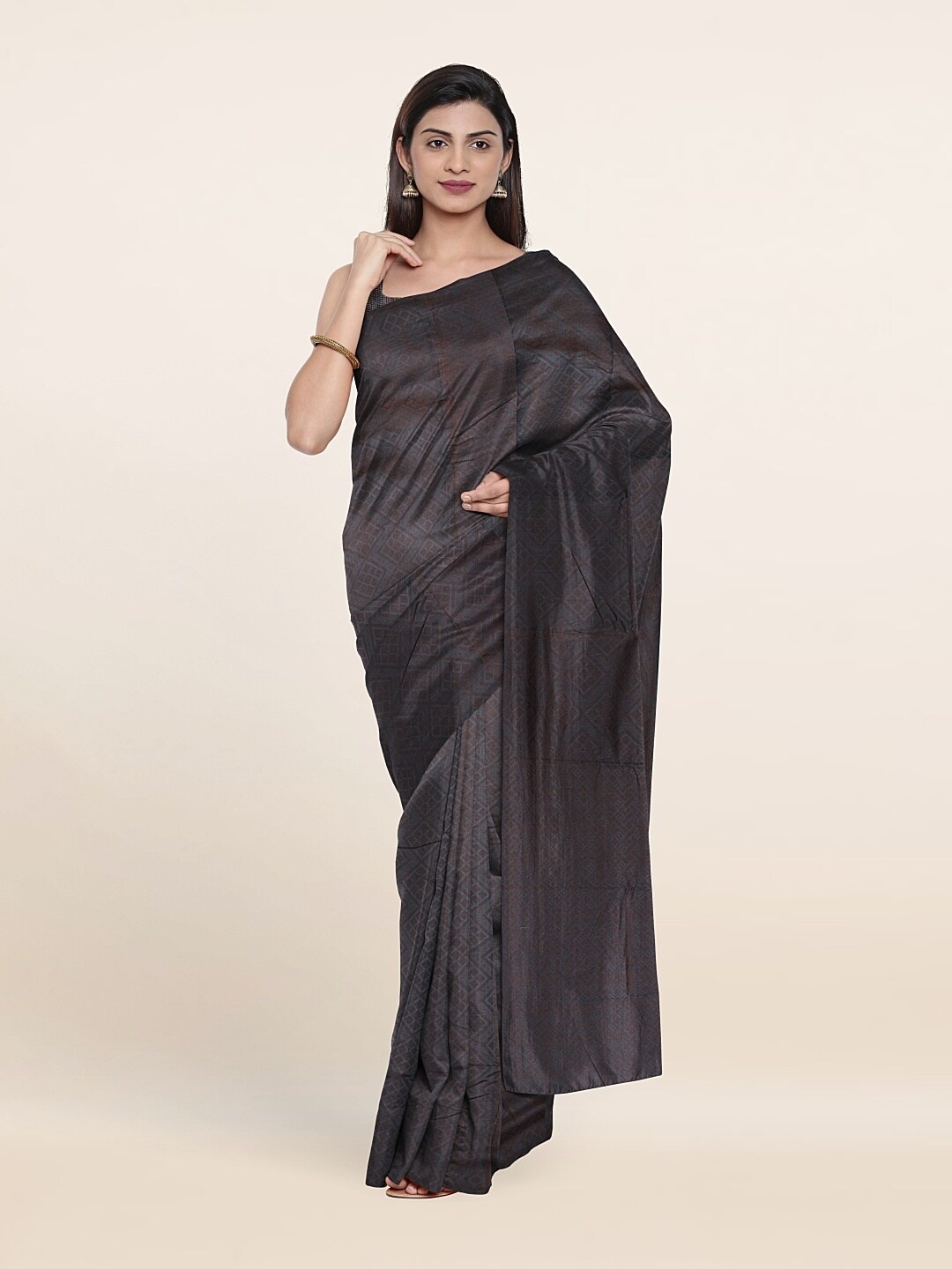 

Pothys Grey & Copper-Toned Woven Design Art Silk Saree
