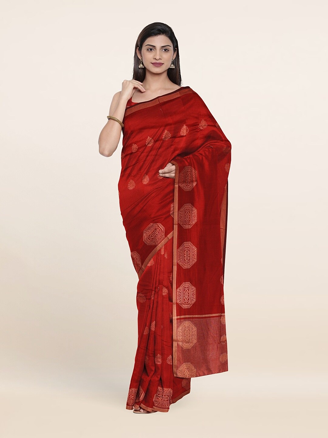 

Pothys Red Ethnic Motifs Zari Art Silk Saree