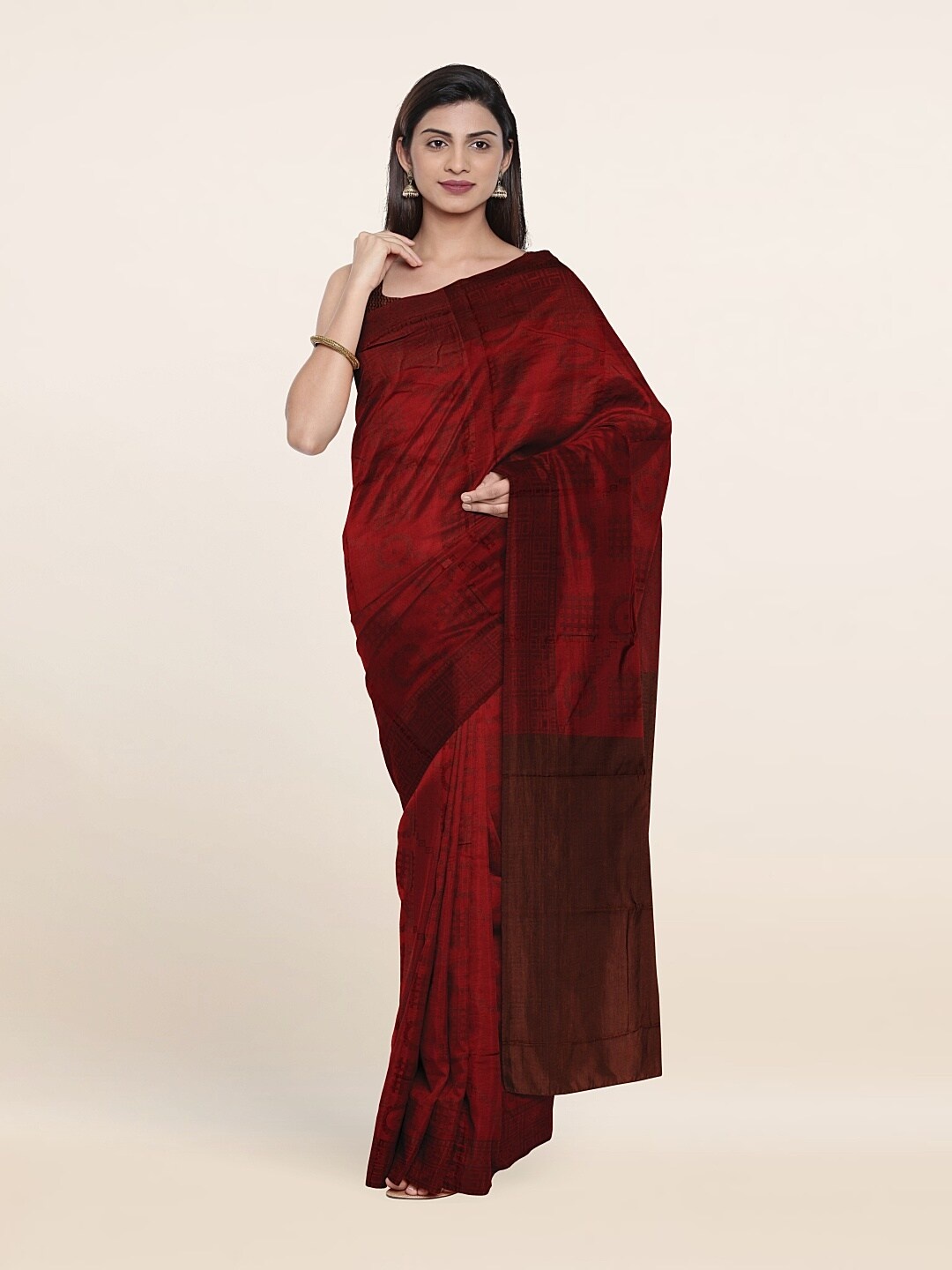 

Pothys Brown & Maroon Woven Design Art Silk Saree