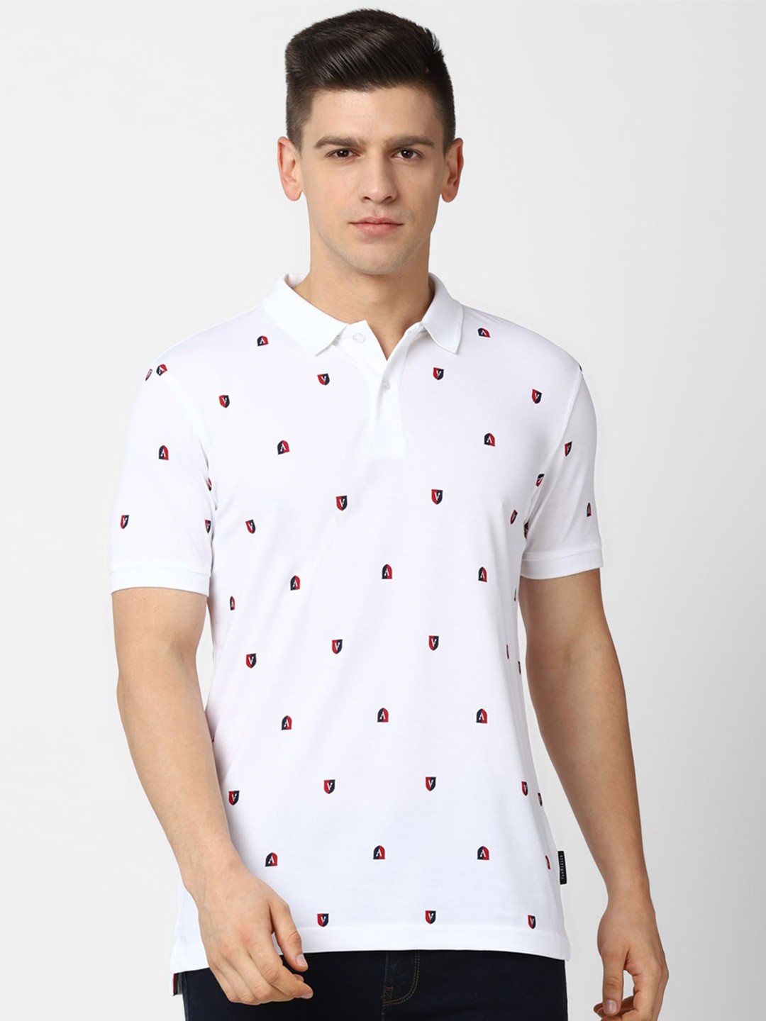 

Van Heusen Sport Men White Printed Polo Collar T-shirt