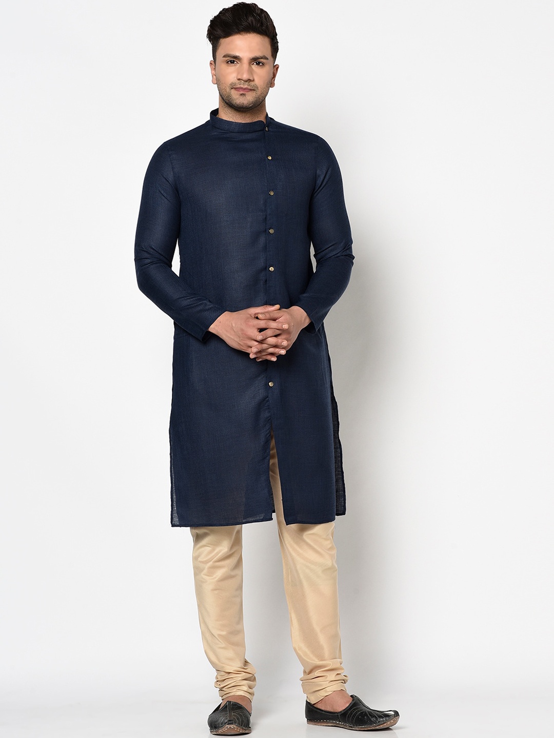 

TABARD Men Solid Cotton Kurta, Navy blue