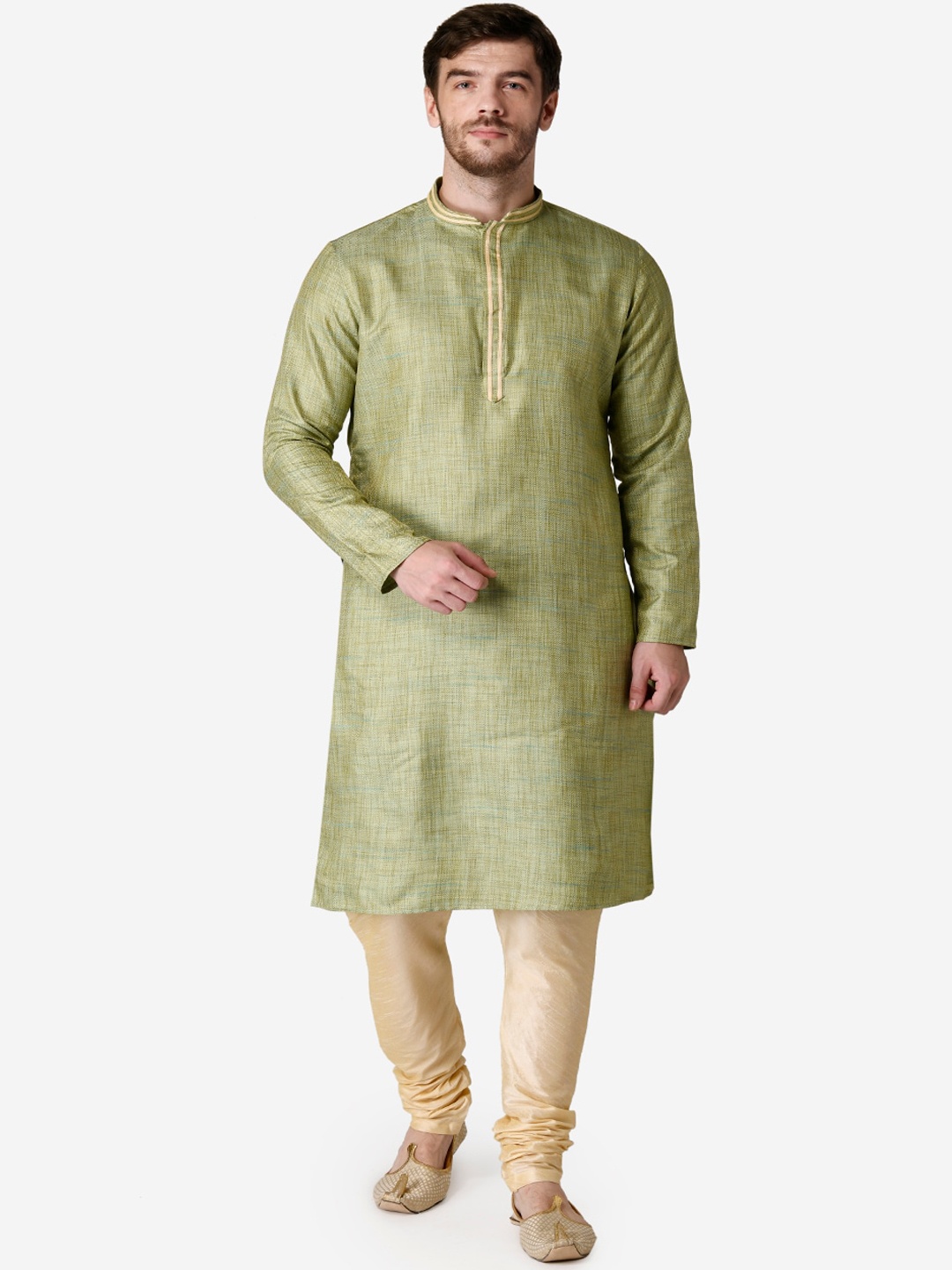 

TABARD Men Jacquard Straight Kurta, Green