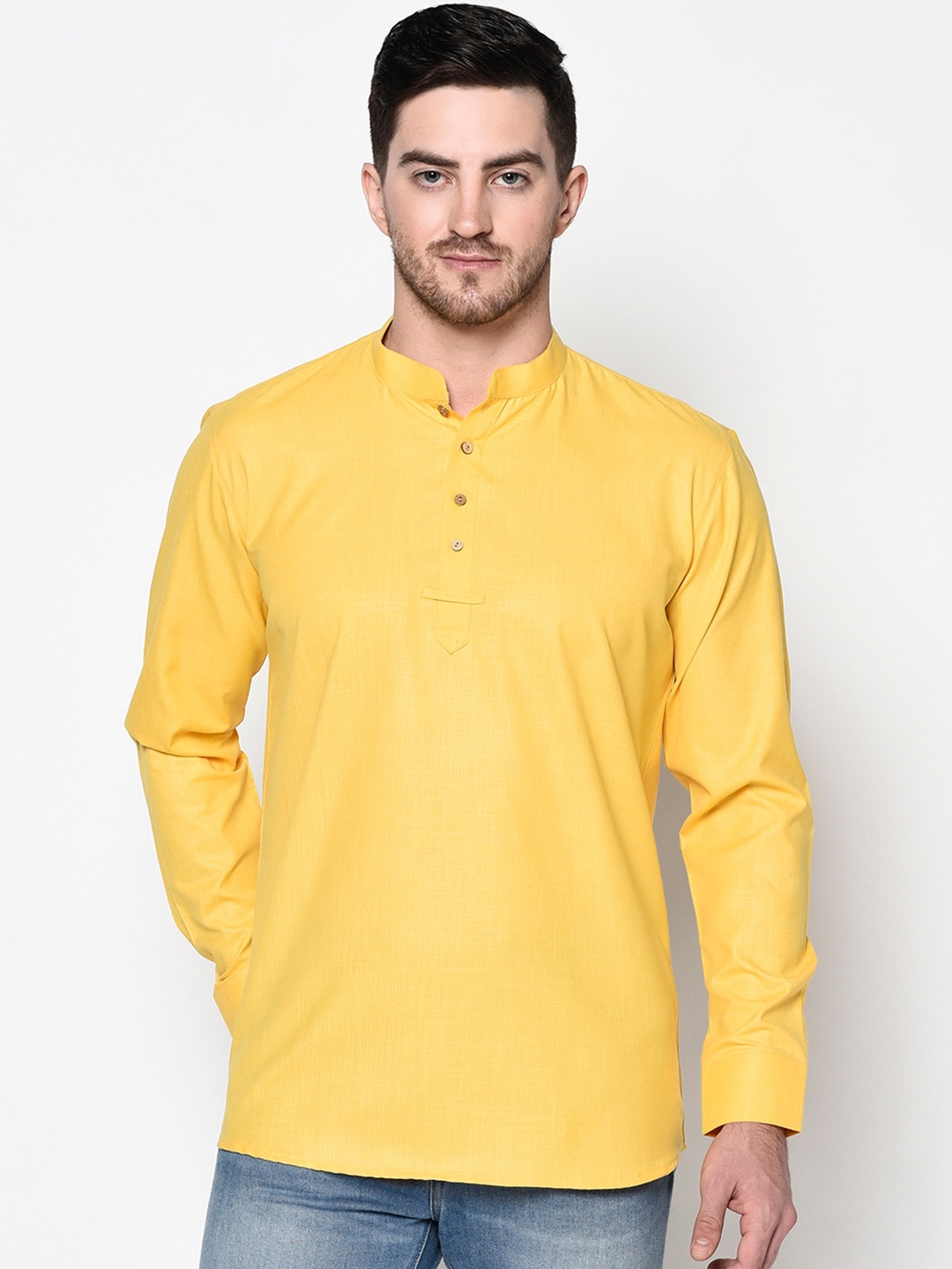 

TABARD Men Yellow Solid Cotton Kurta