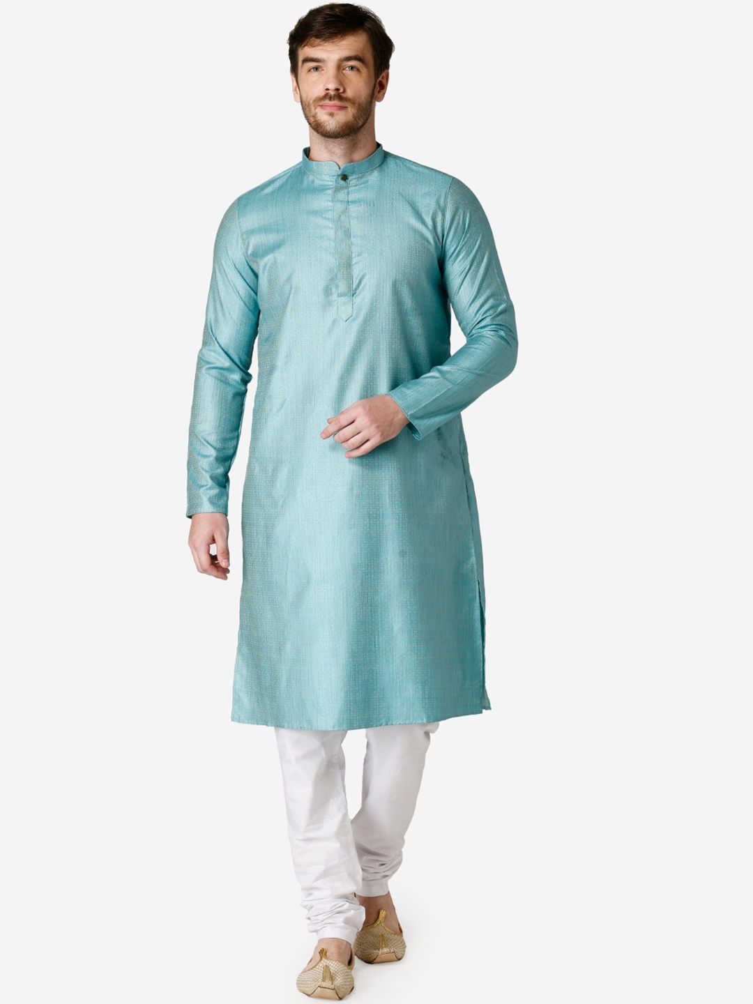 

TABARD Men Printed Jacquard Kurta, Blue