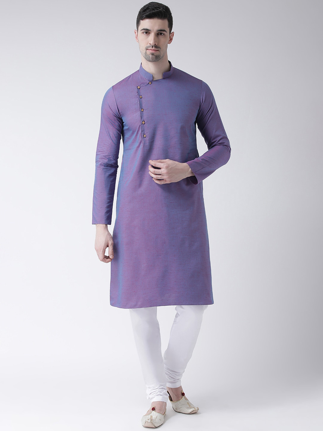 

TABARD Men Purple Cotton Plain Kurta