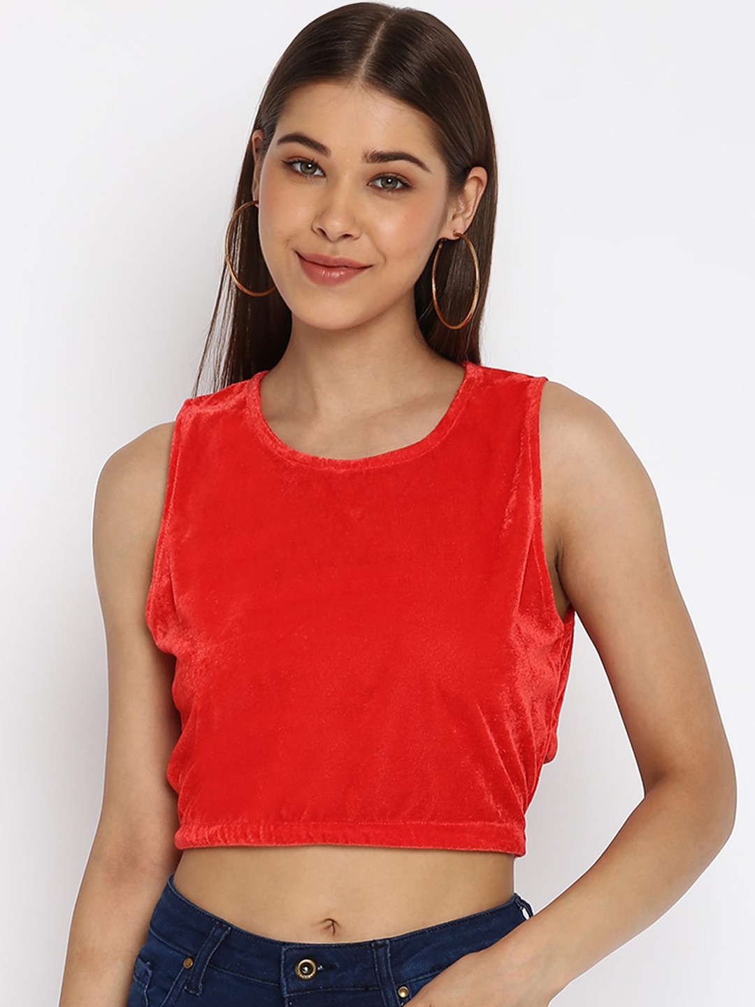 

Mayra Red Velvet Crop Top