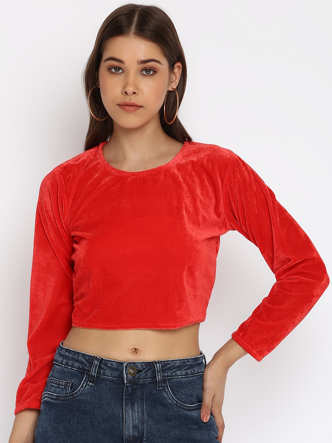 

Mayra Red Velvet Crop Top