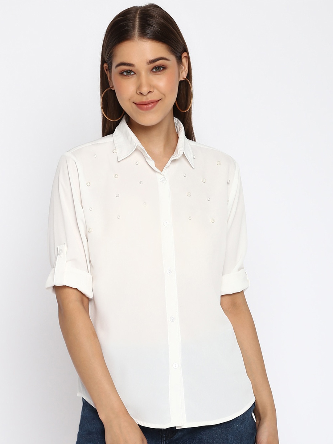 

Mayra Women White Casual Shirt