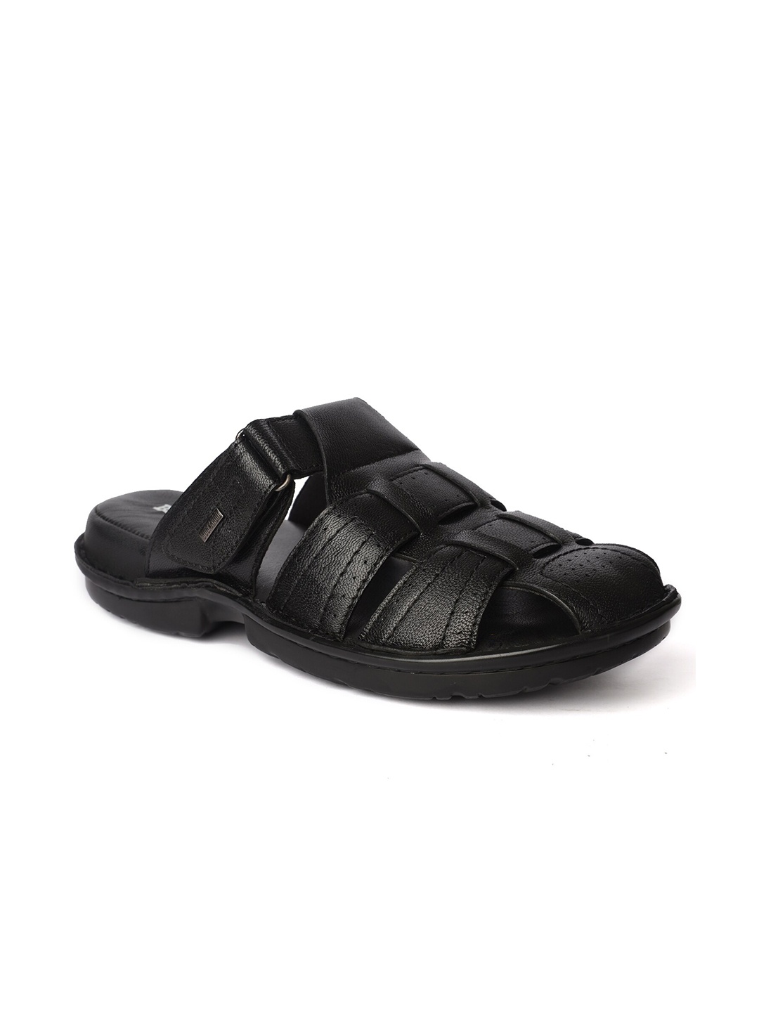 

Buckaroo Men Black Genuine Leather Comfort Sandals