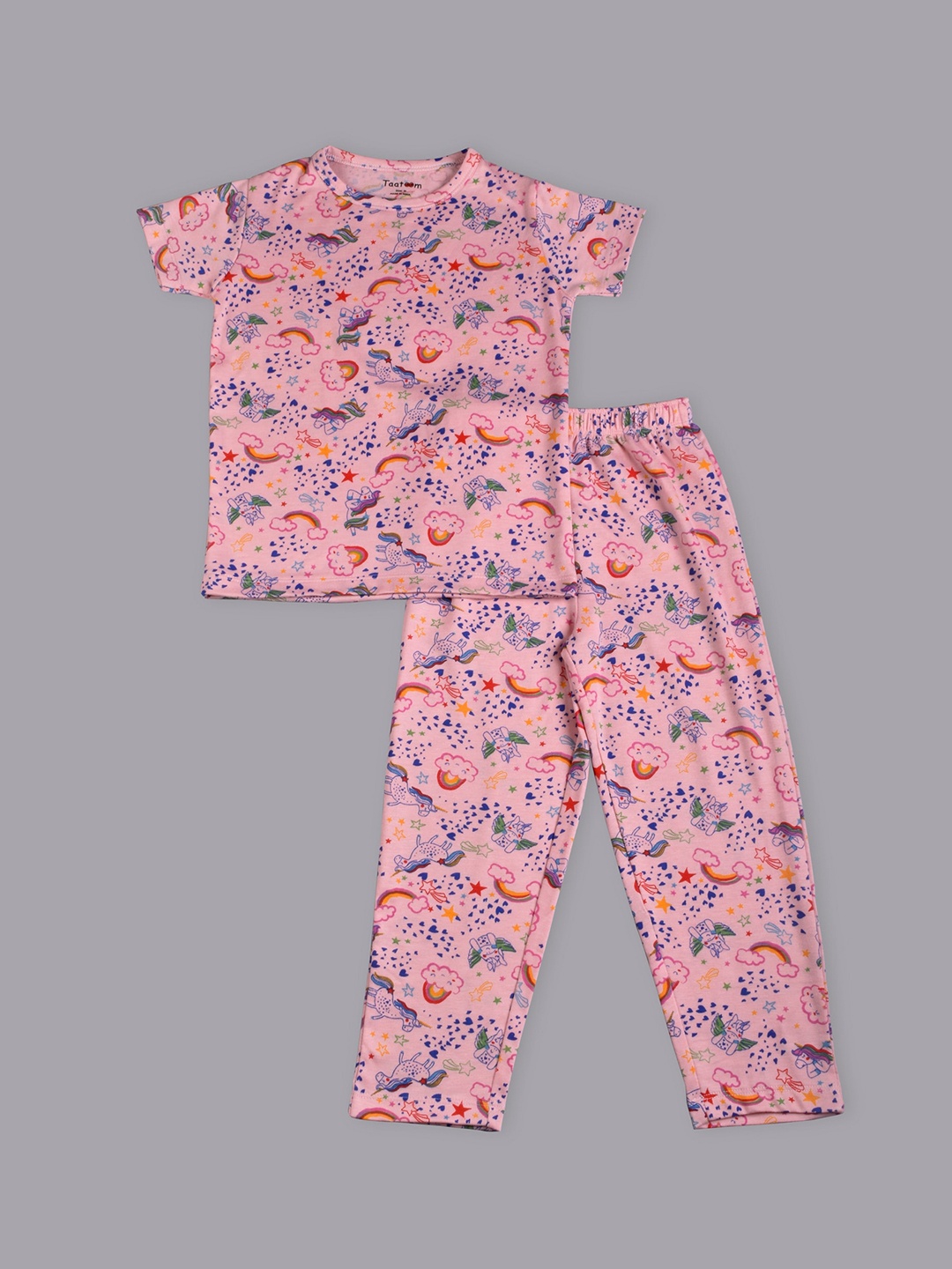 

Taatoom Girls Pink Printed Night suit