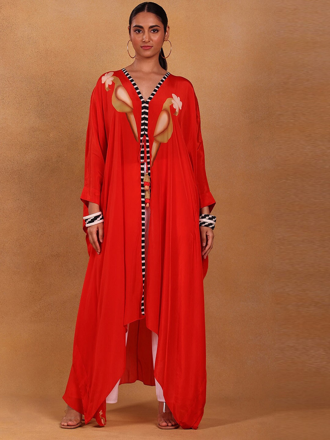 

Masaba Women Red Printed Panelled Kurti with Trousers