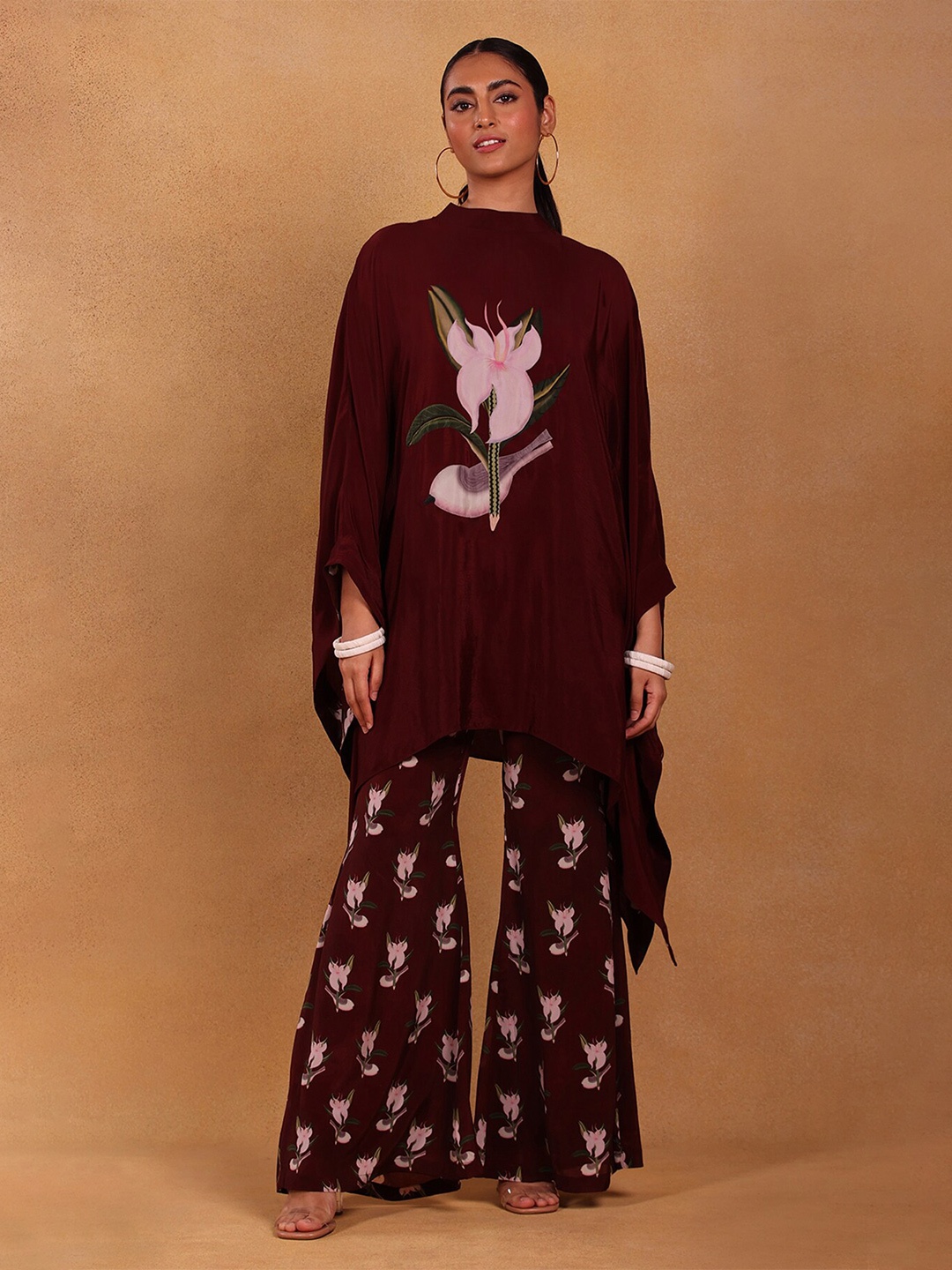 

Masaba Women Maroon Embellished T-shirt with Trousers