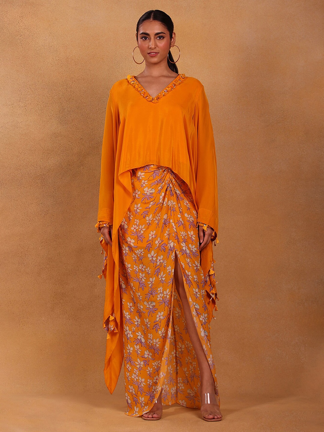 

Masaba Printed Top with Skirt, Yellow