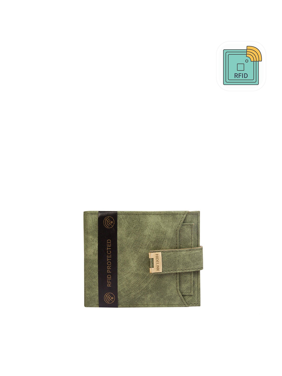 

Hidelink Men Green Embellished Two Fold Wallet