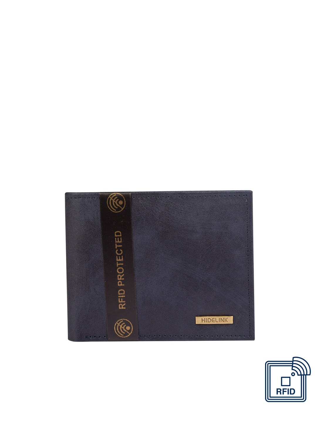 

Hidelink Men Blue Printed Two Fold Wallet