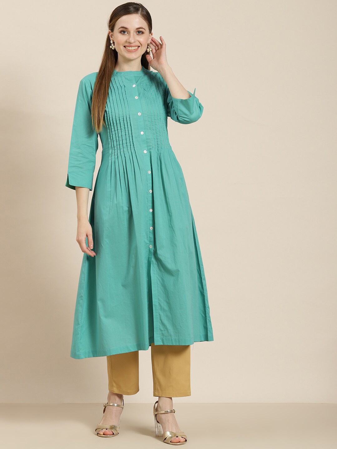 

Juniper Women Turquoise Blue Anarkali Kurta
