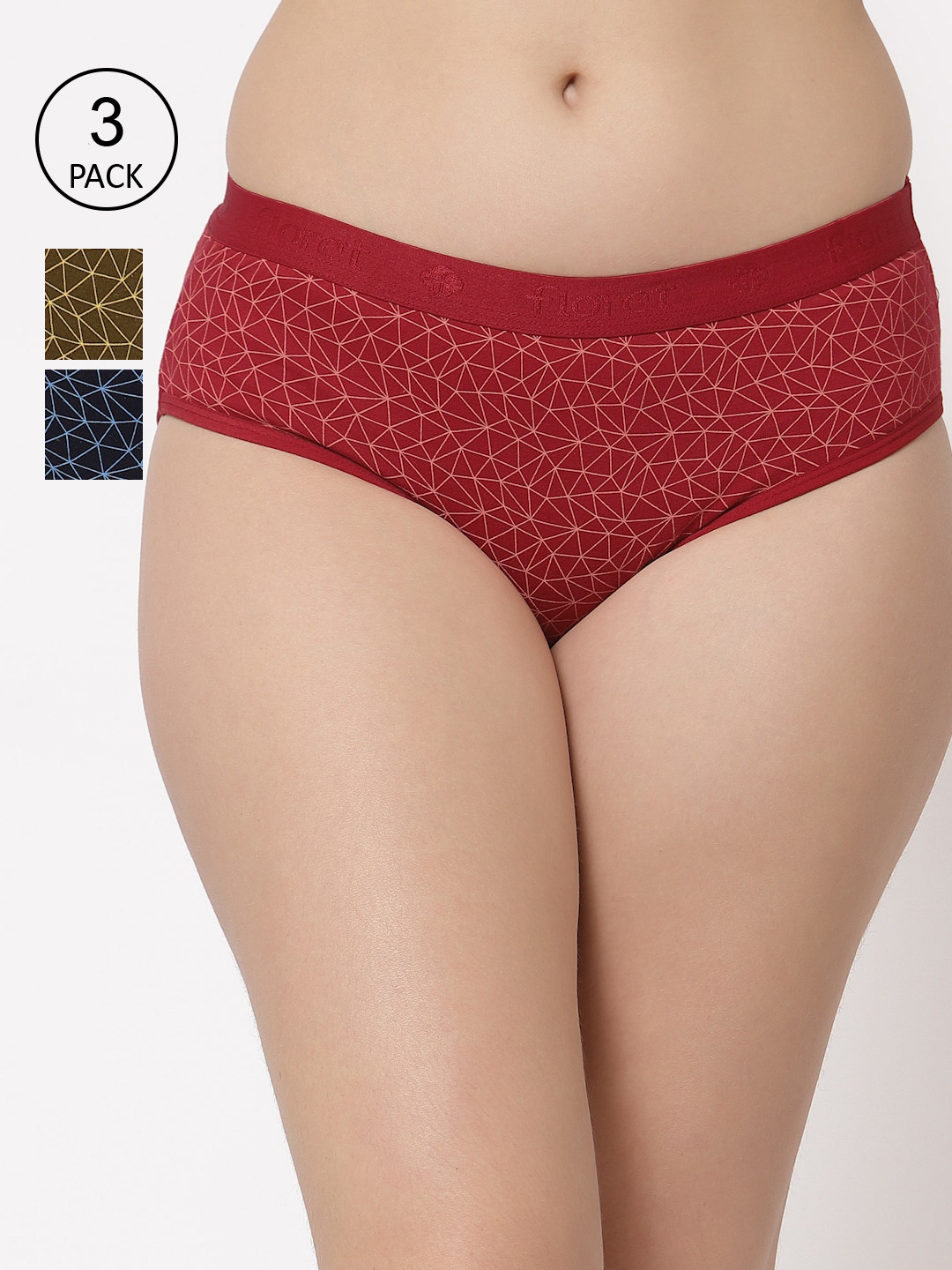 

Floret Women Pack Of 3 Assorted Basic Briefs