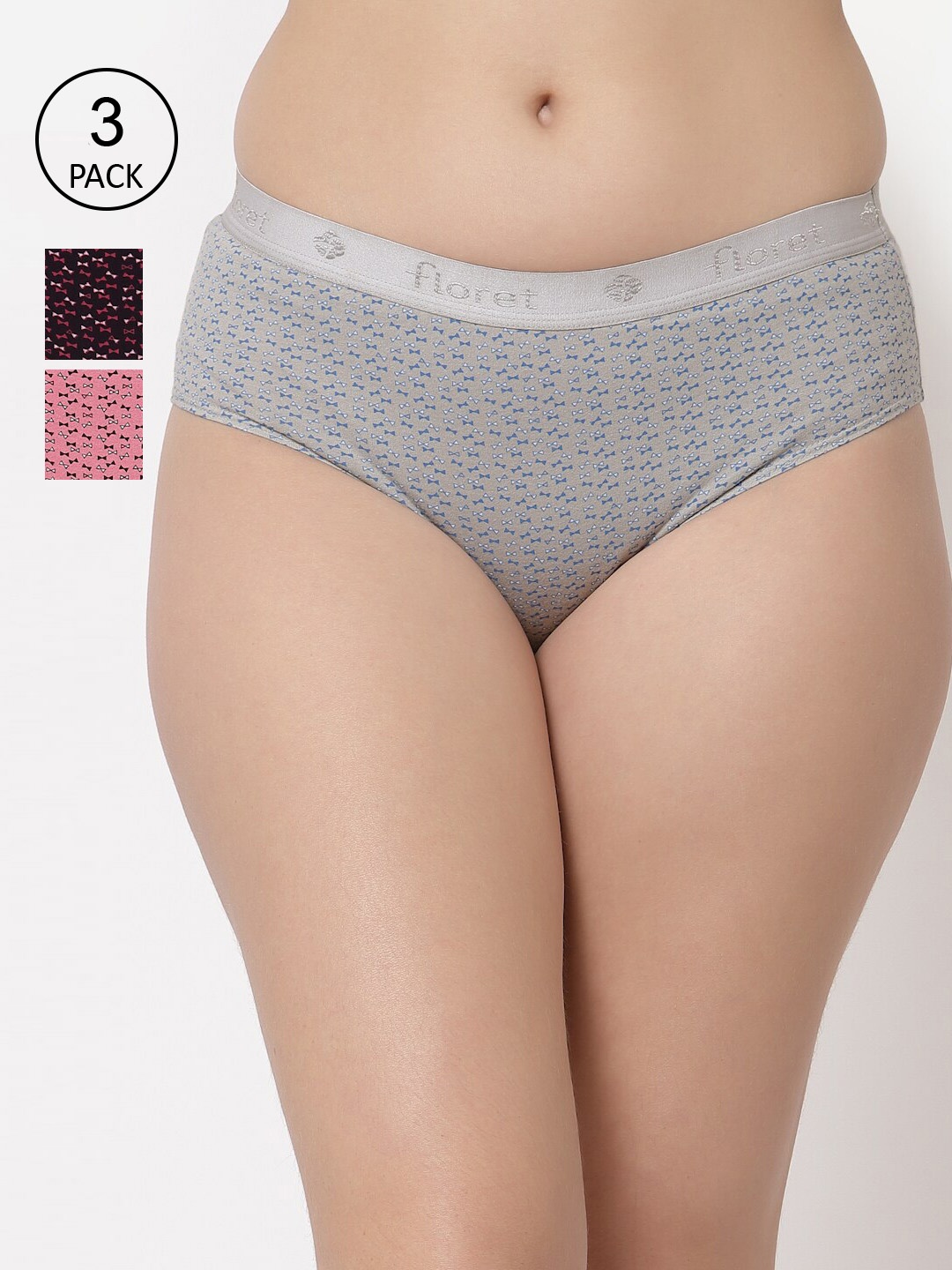 

Floret Women Pack of 3 Assorted Hipster Briefs