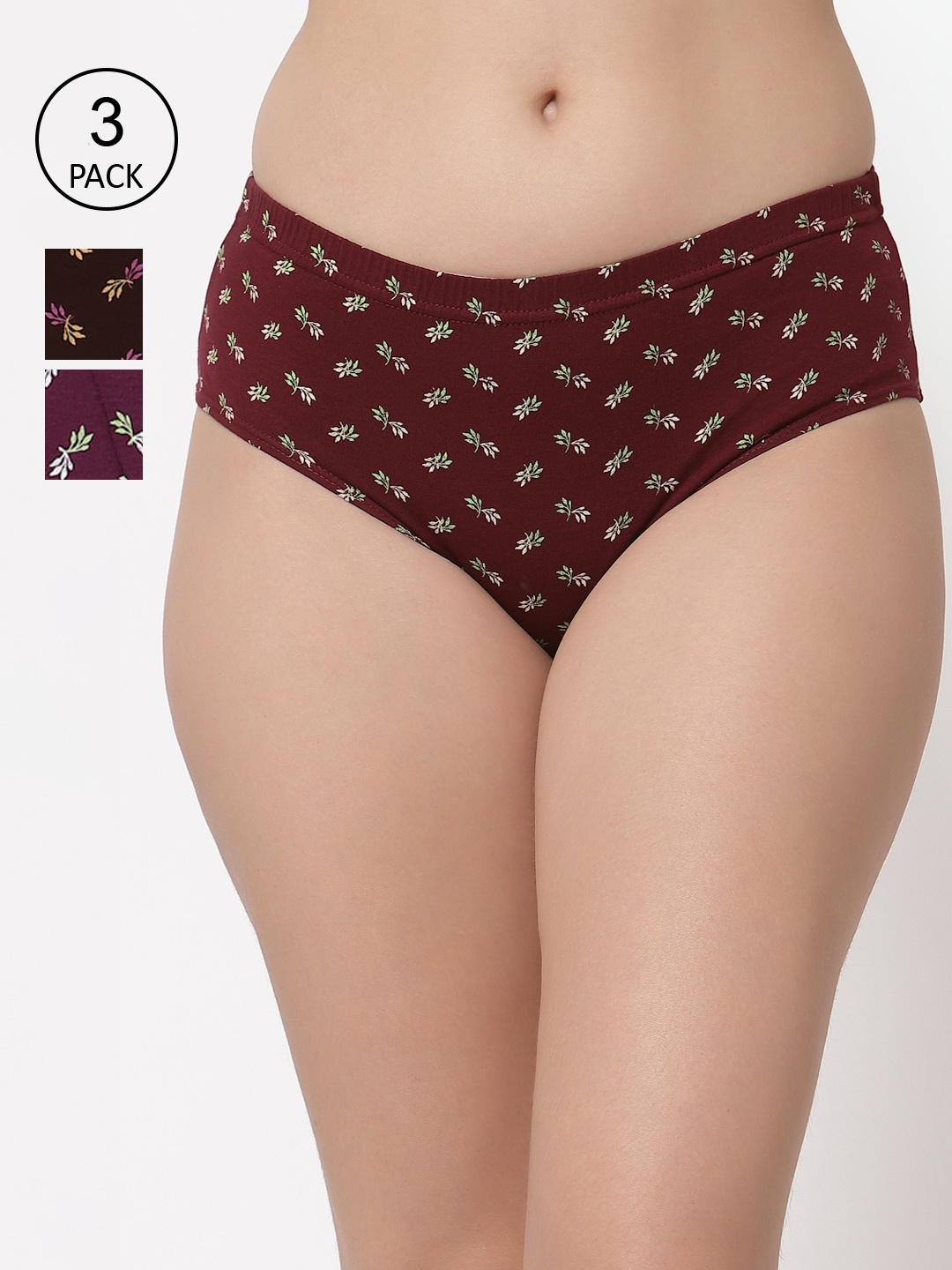 

Floret Women Pack Of 3 Assorted Basic Briefs