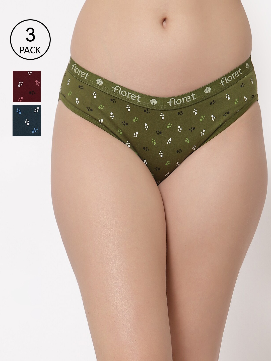 

Floret Women Pack Of 3 Assorted Bikini Briefs