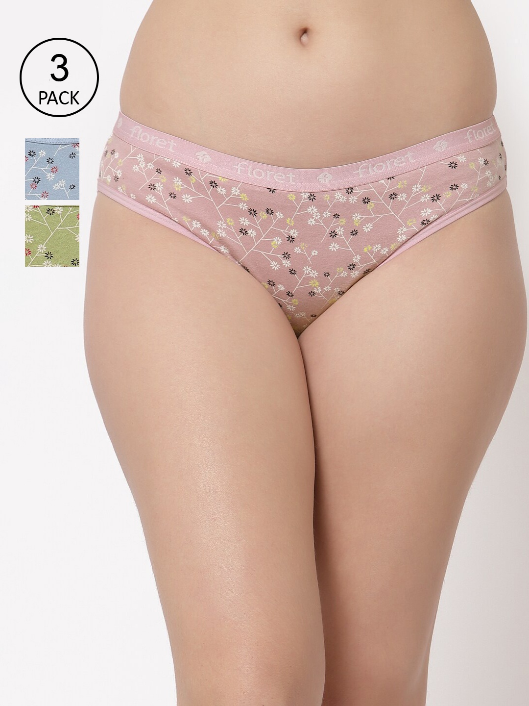 

Floret Women Pack Of 3 Assorted Bikini Briefs