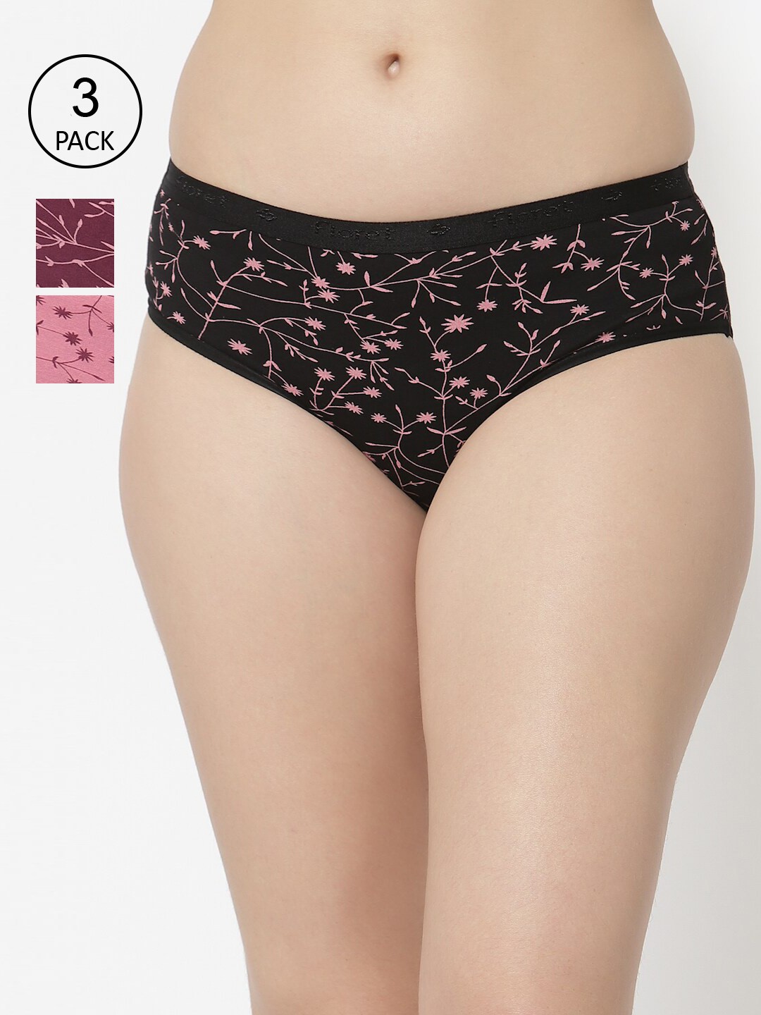 

Floret Women Pack Of 3 Assorted Basic Briefs