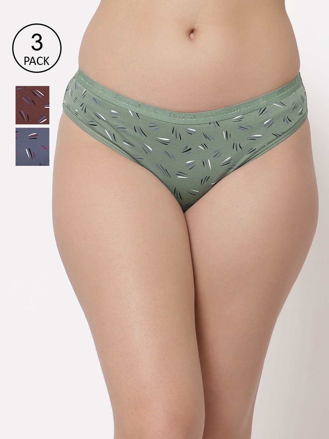 

Floret Women Pack of 3 Assorted Bikini Briefs 8301-LC_Assorted_L