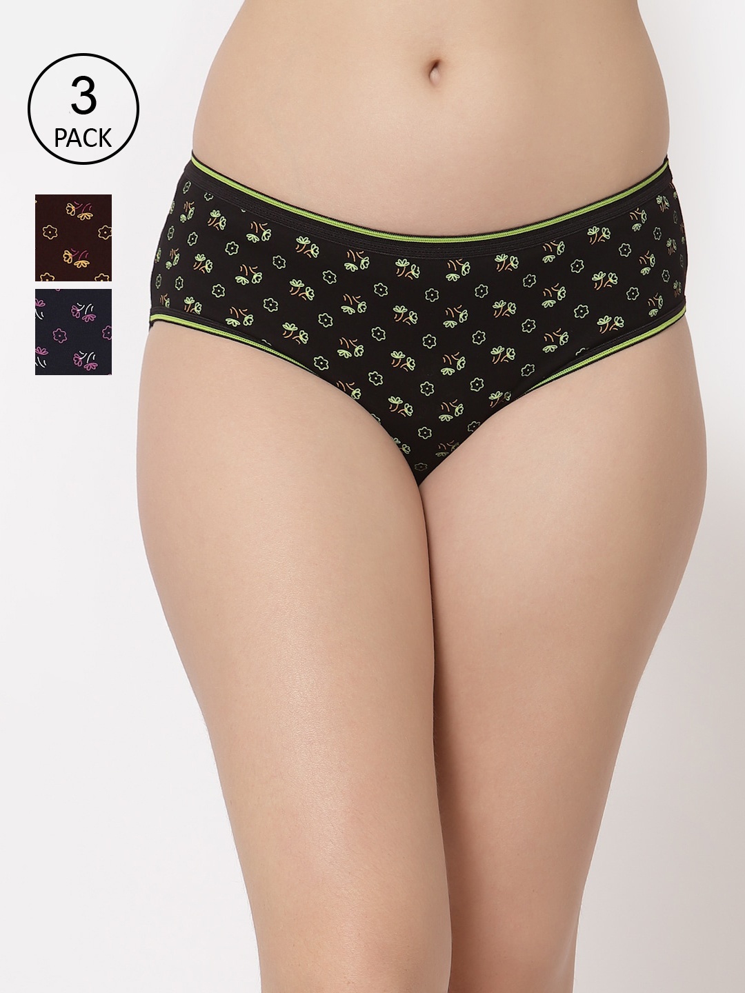 

Floret Women Pack of 3 Assorted Basic Briefs
