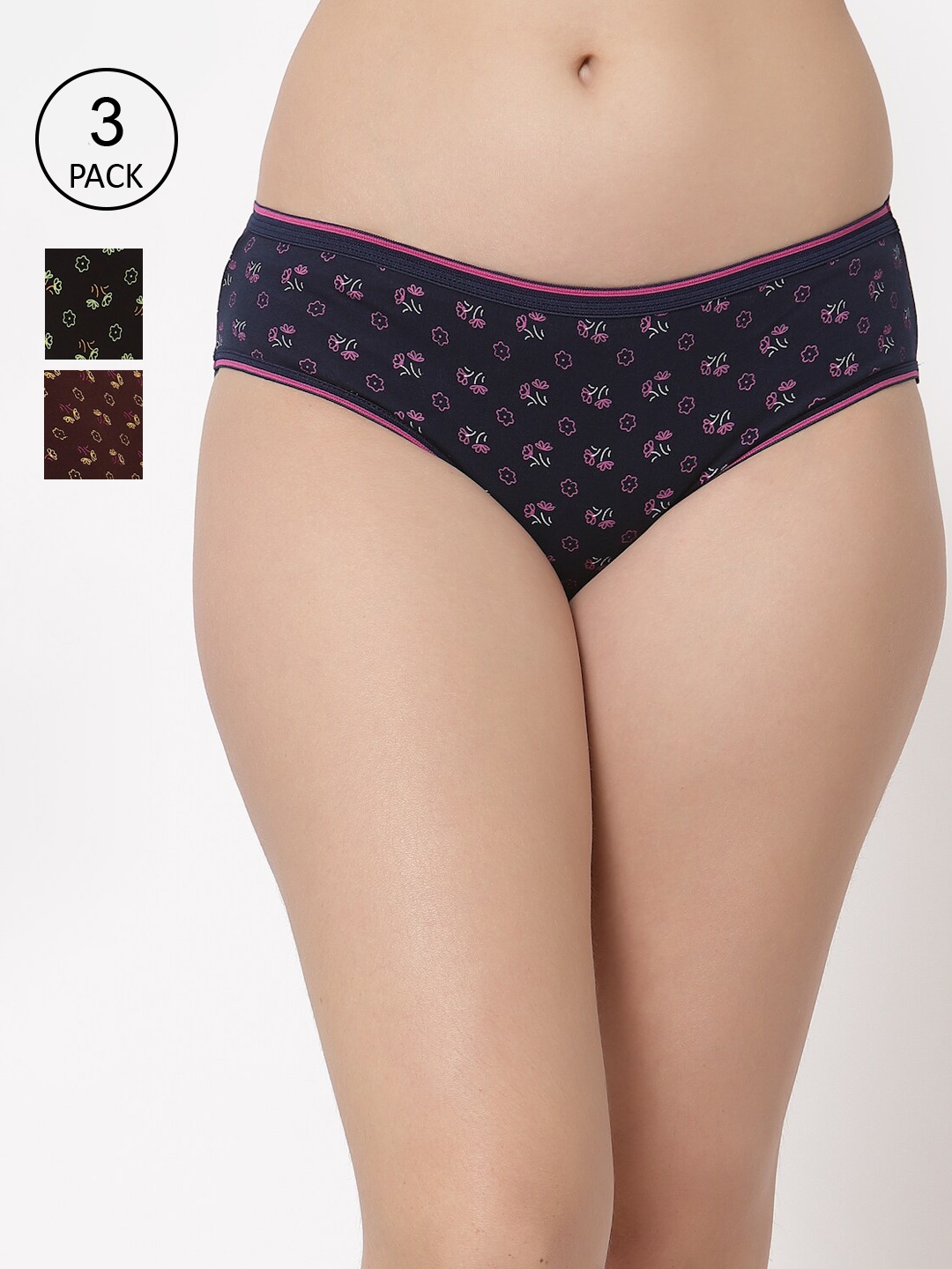 

Floret Women Pack of 3 Assorted Basic Briefs 6200-DC_Assorted_S