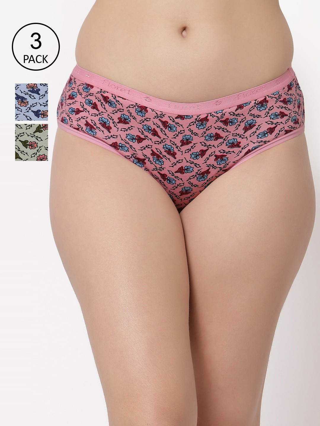 

Floret Women Pack of 3 Assorted Basic Briefs 8104-LC_Assorted_XXL