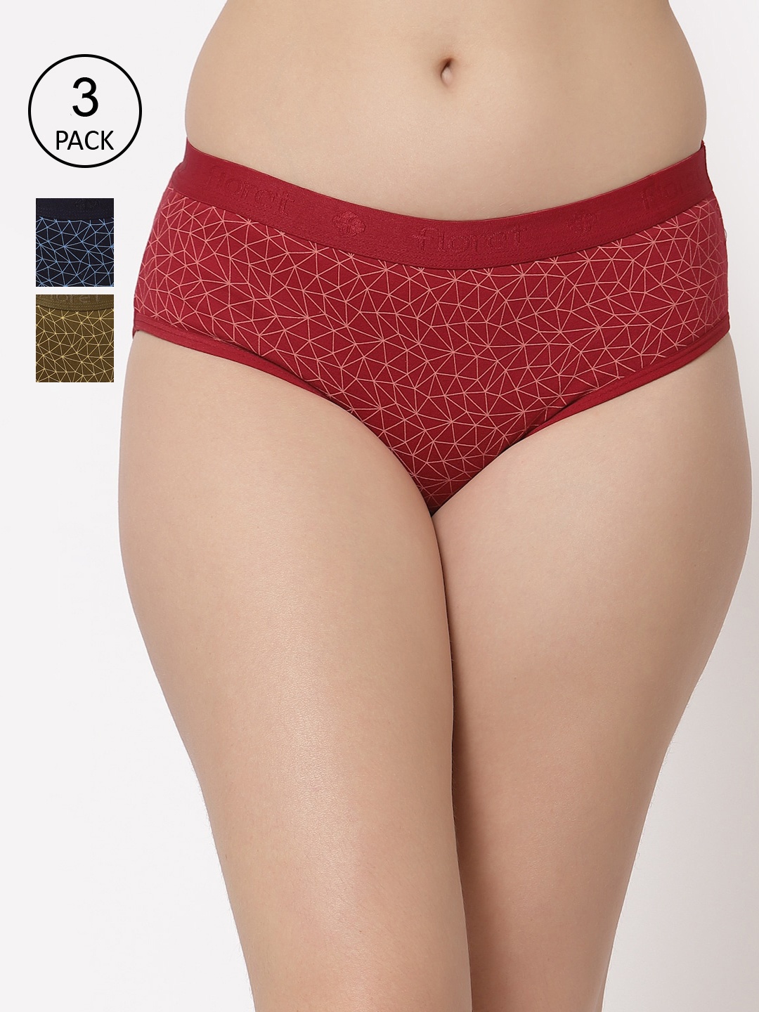 Floret Women Pack Of 3 Assorted Hipster Briefs