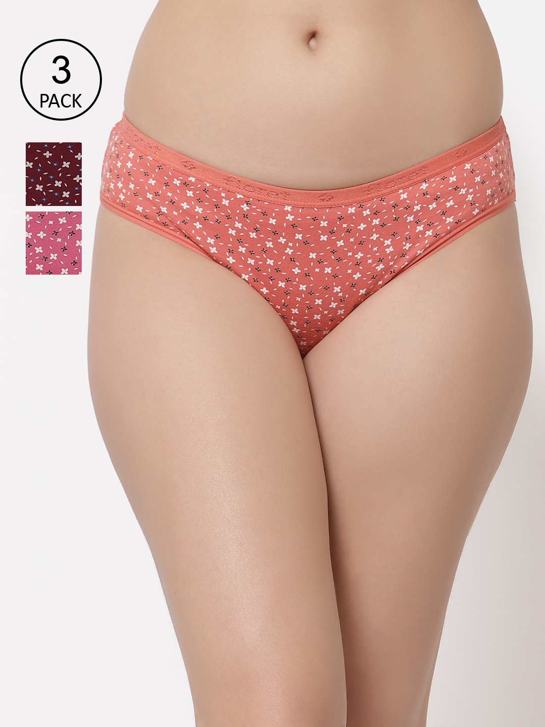 

Floret Women Pack Of 3 Assorted Hipster Briefs