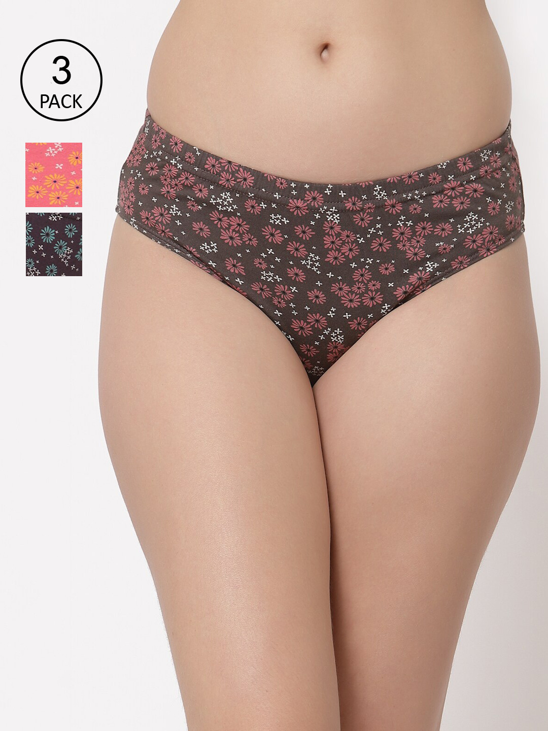 

Floret Women Pack of 3 Assorted Basic Briefs
