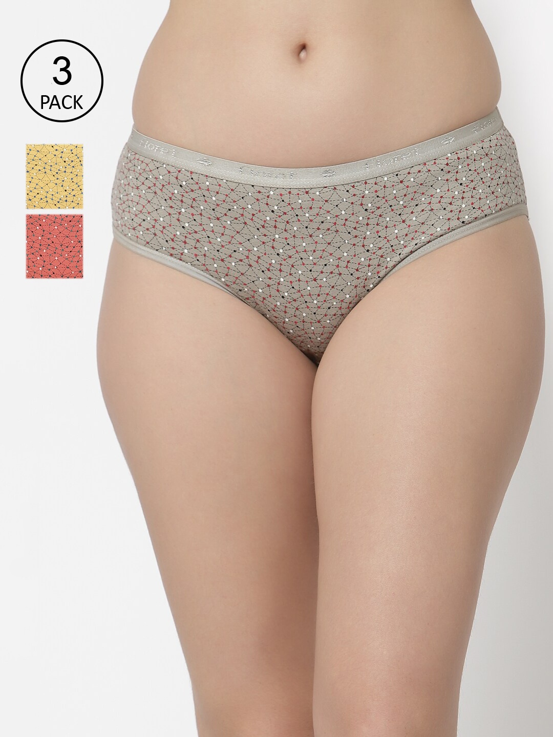 

Floret Women Pack Of 3 Assorted Hipster Briefs
