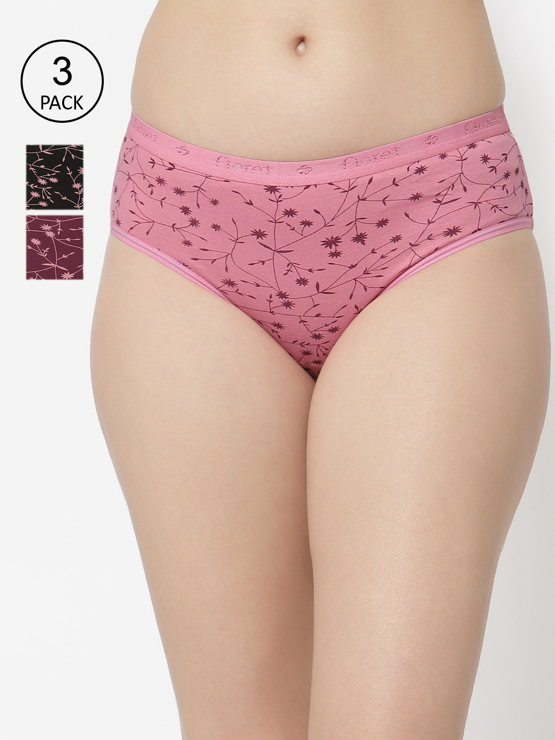 

Floret Women Pack Of 3 Assorted Basic Briefs
