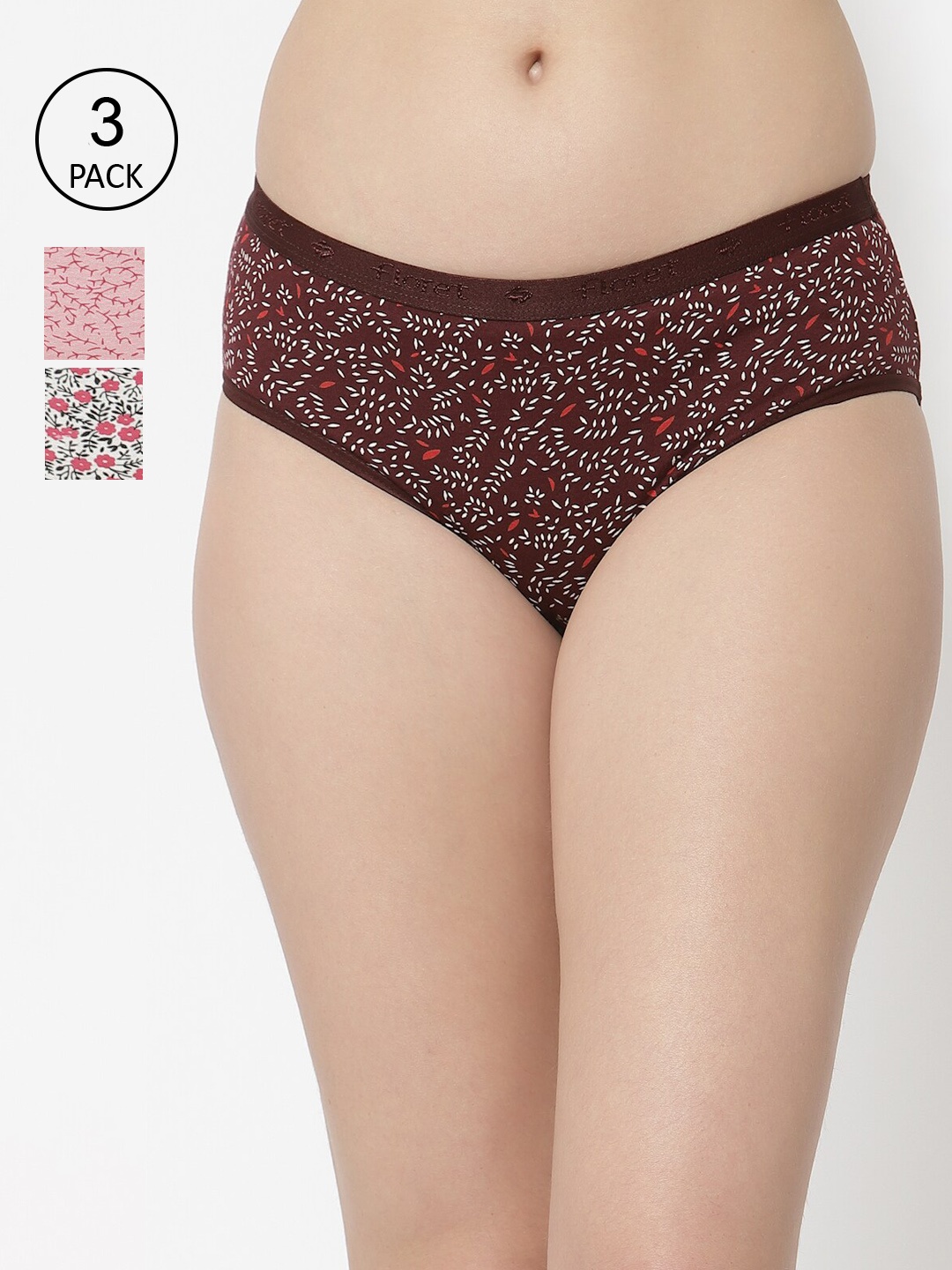 

Floret Women Pack Of 3 Assorted Hipster Briefs