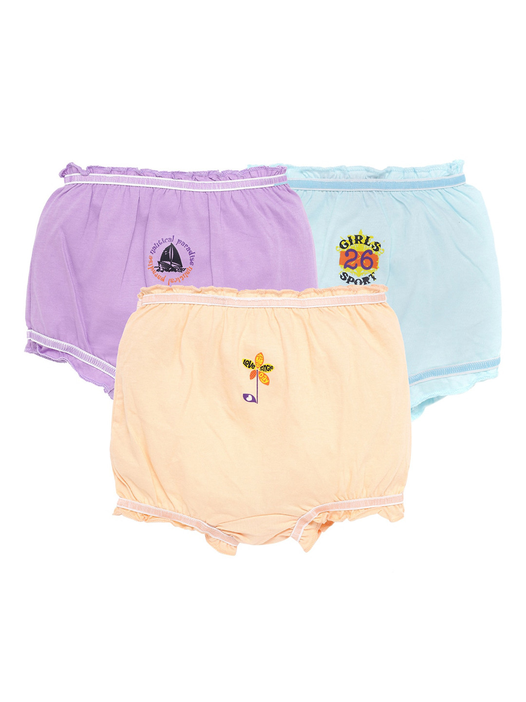 

SAVAGE Girls Pack Of 3 Assorted Cotton Basic Briefs, Multi