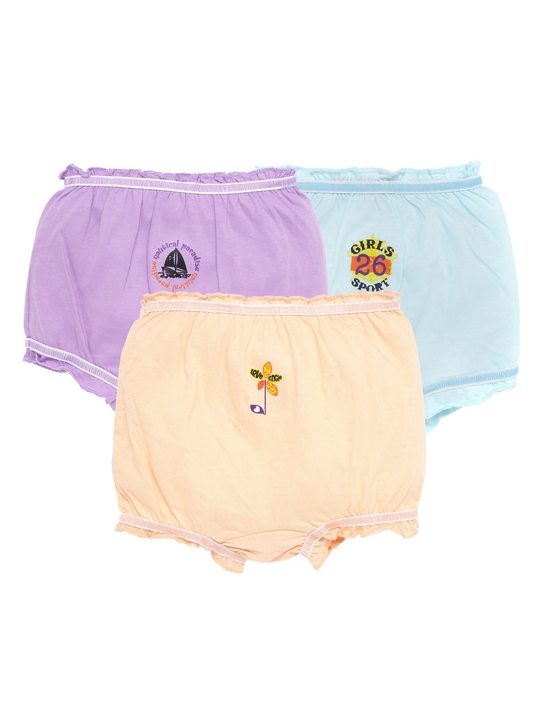 SAVAGE Girls Pack Of 3 Assorted Cotton Basic Briefs