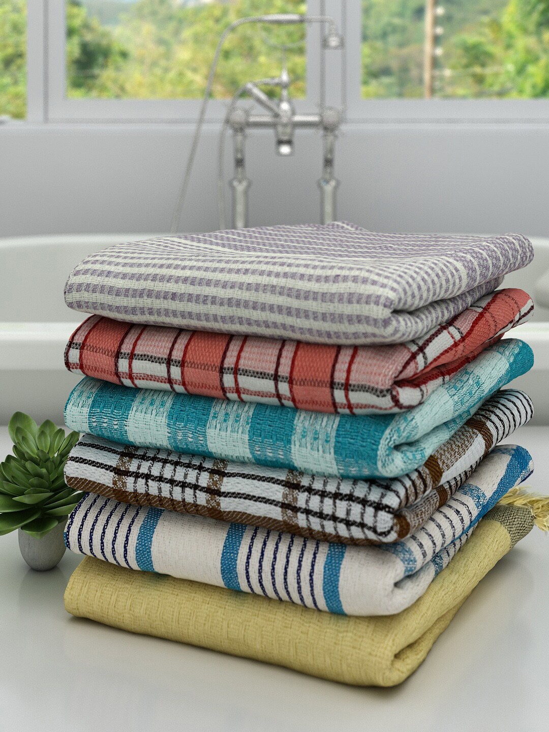 

Athom Trendz Pack of 6 Cotton 210 GSM Lightweight Bath Towel, Beige