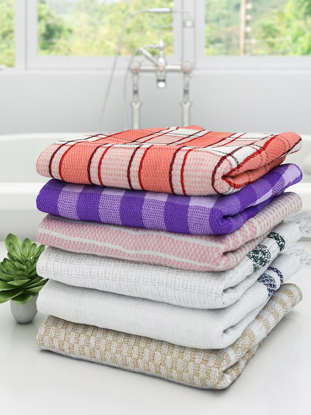 

Athom Trendz Set of 6 Cotton Bath Towels, Beige