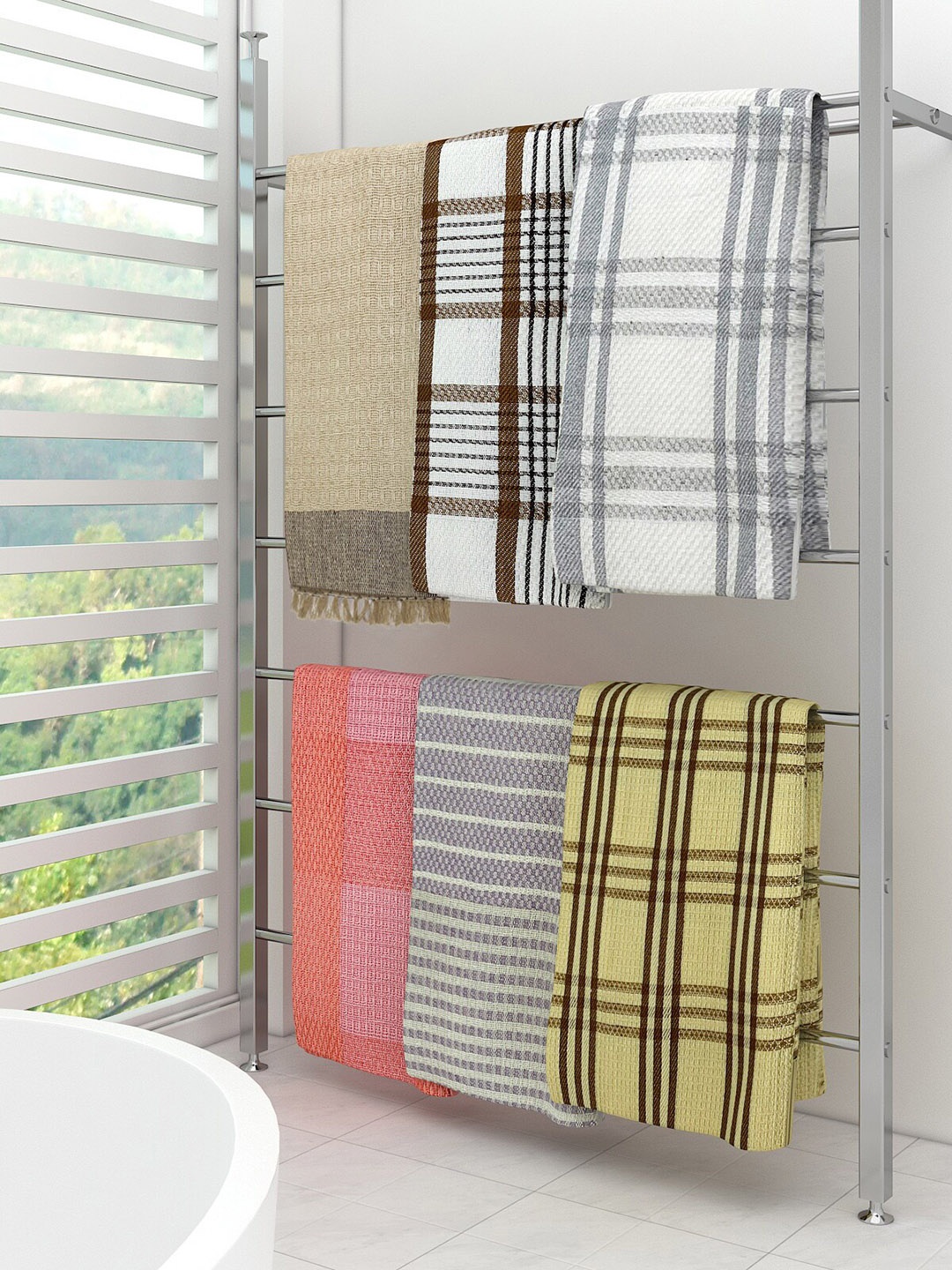 

Athom Trendz Set Of 6 Self Design 210 GSM Cotton Towel Set, Beige