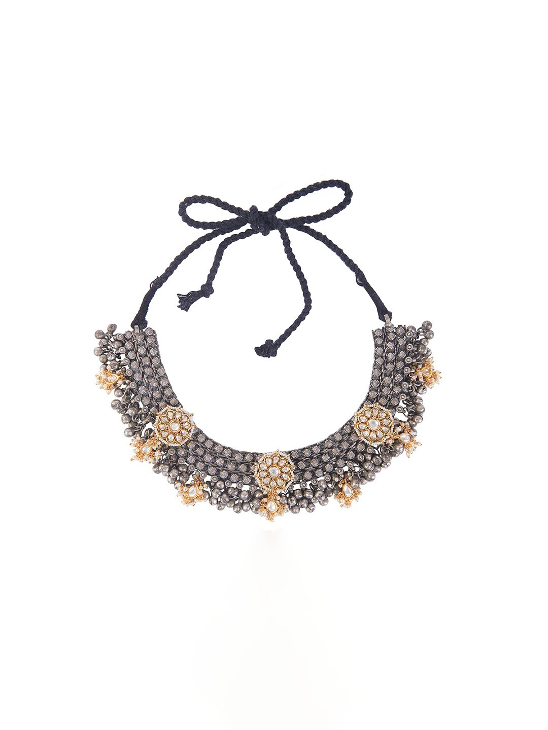 

CURIO COTTAGE Silver-Toned & Gold-Toned Silver-Plated Oxidised Necklace