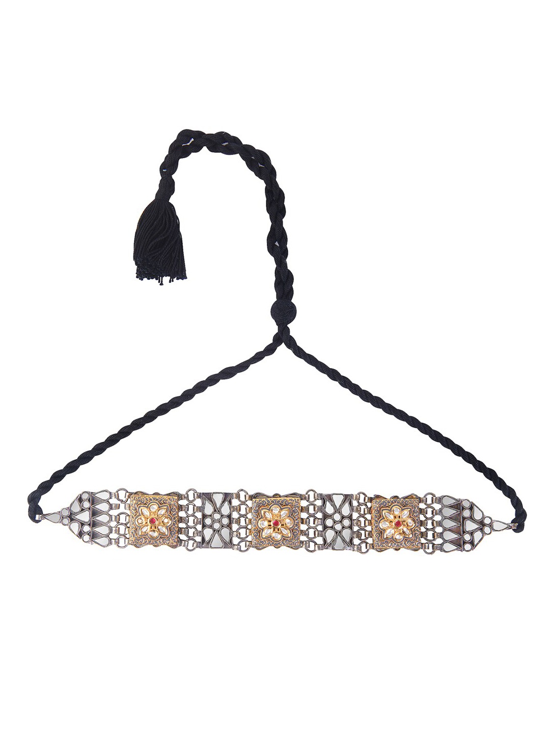 

CURIO COTTAGE Gold-Toned Silver-Plated Oxidised Choker Necklace