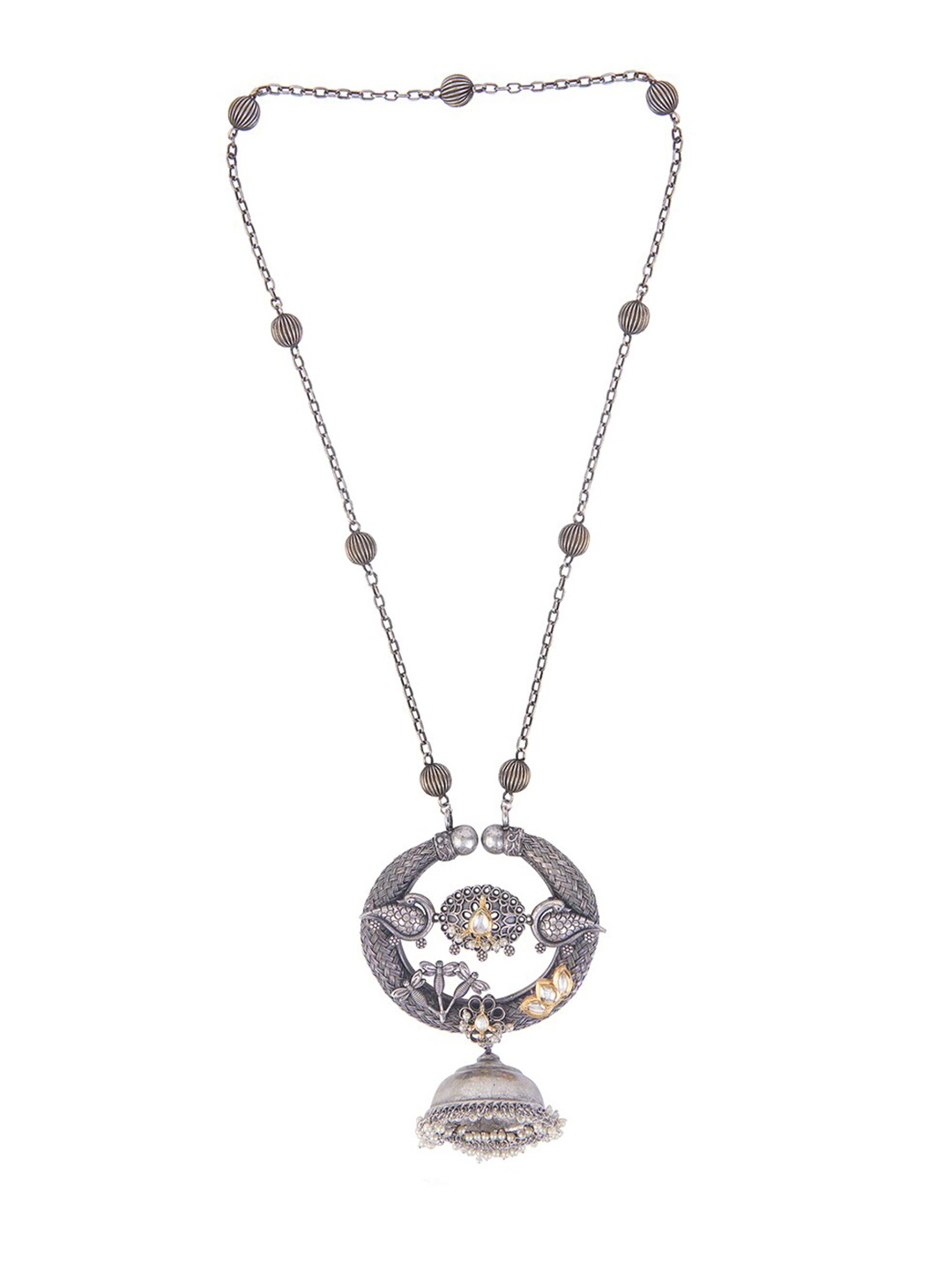 

CURIO COTTAGE Gold-Toned Silver-Plated Oxidised Necklace