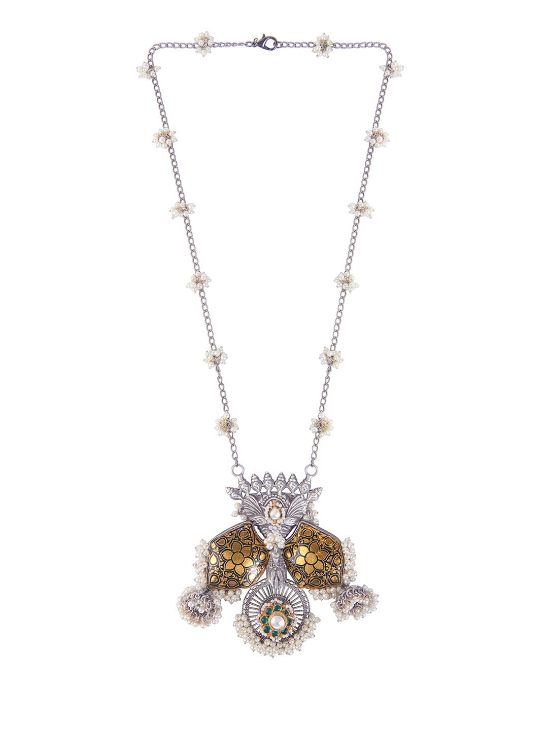 

CURIO COTTAGE Silver-Toned & Gold-Toned Silver-Plated Oxidised Necklace
